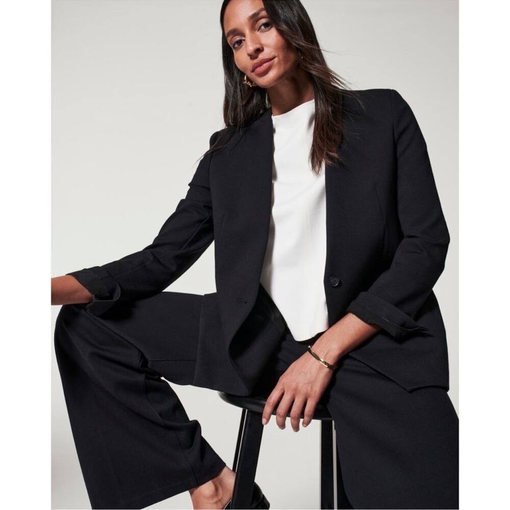 Spanx Black  Perfect Collarless Oversized Blazer 20384R Classic Single Button XL